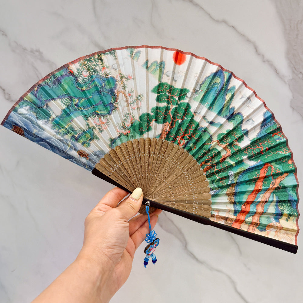 Korean Silk Folding Fan - Bamboo - view 6