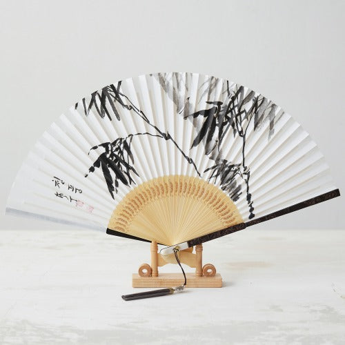 Korean Folding Fan - Bamboo, Black