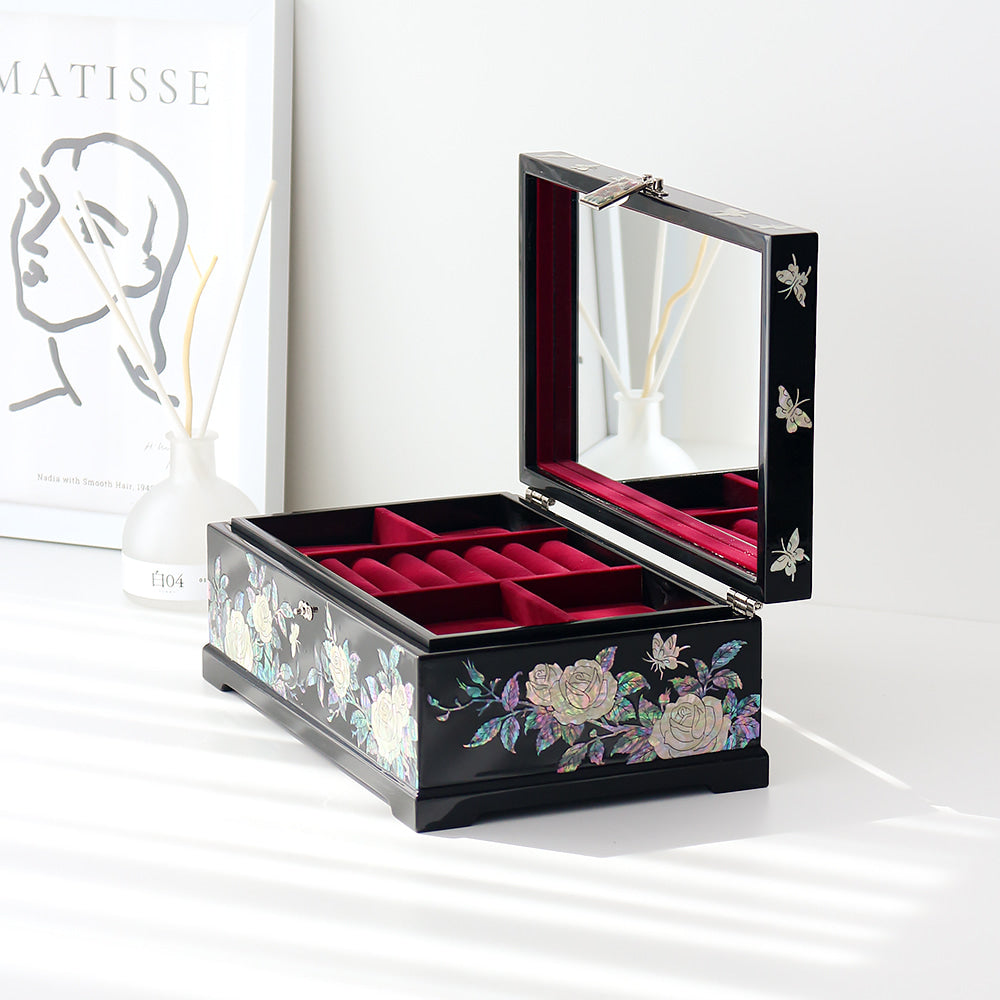 Najeon Mother-of-Pearl Jewelry Box - Rose, 2 - Tier - view 7