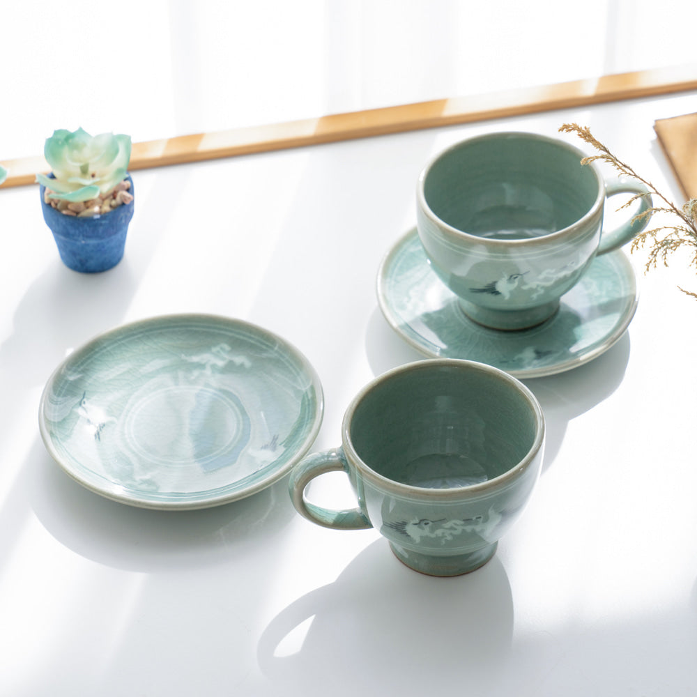 Celadon Cup - Cloud & Crane - view 6