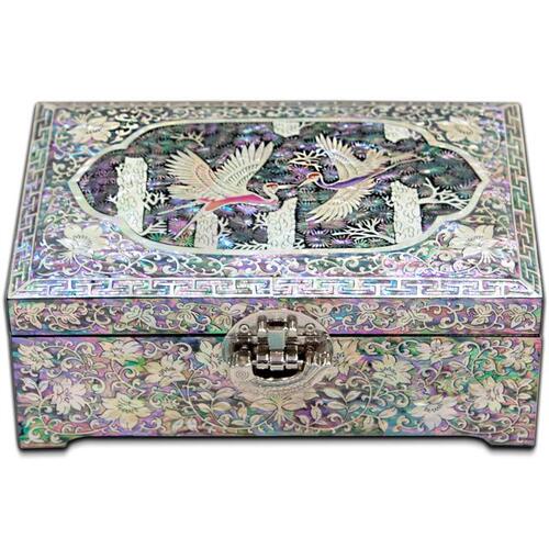 Najeon Mother-of-Pearl Jewelry Box - Crane & Pine, 2 - Tier (IV) - view 5