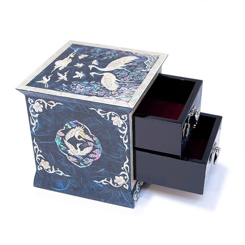 Korean Jewelry Box - Crane & Pine, Blue (by Oh Myung - ho) - view 6