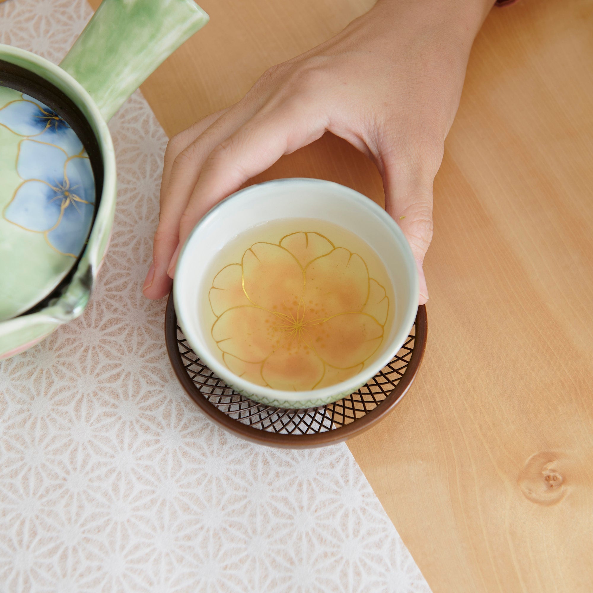 Musubi Kiln Colorful Floral Japanese Teacup