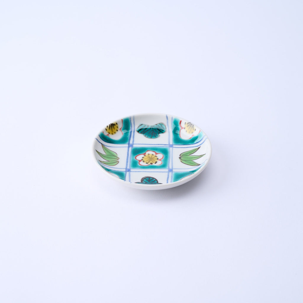 Musubi Kiln Green Accents Round Sauce Plate