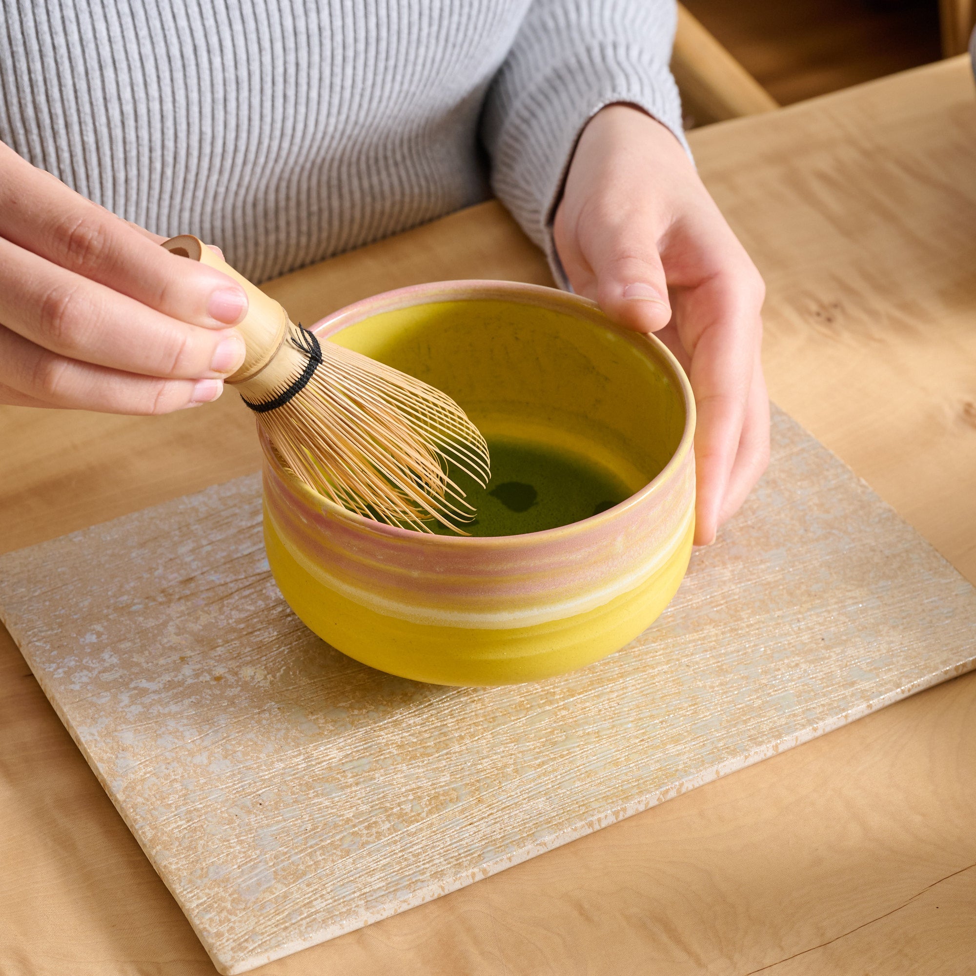 Musubi Kiln Blossom & Golden Yellow Matcha Bowl