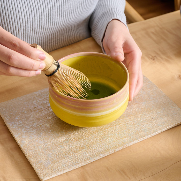 Musubi Kiln Blossom & Golden Yellow Matcha Bowl