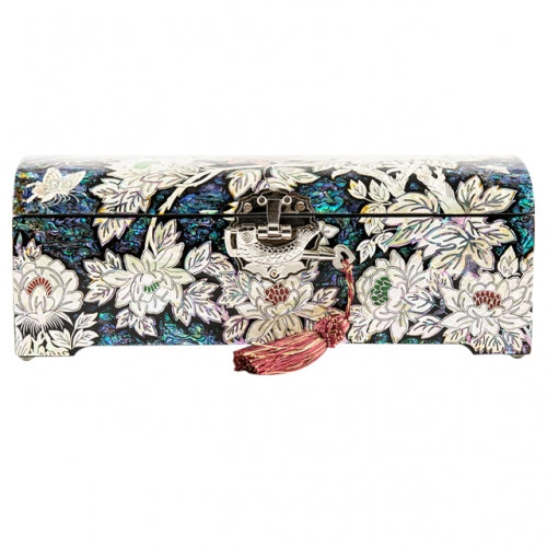 Najeon Mother-of-Pearl Jewelry Box - Peony, Blue, 2 - Tier - view 6