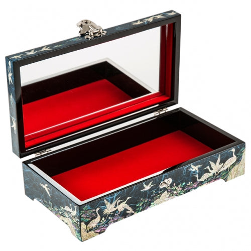 Korean Jewelry Box - Crane & Pine, Blue, 1 - Tier (by Oh Myung - ho) - view 8