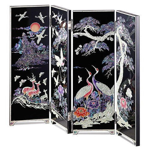 Najeon Mother-of-Pearl Folding Screen - Crane & Pine, 4 - Panel