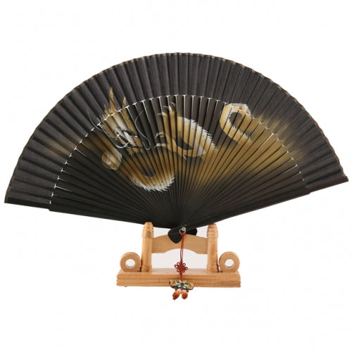 Korean Silk Folding Fan - Gold