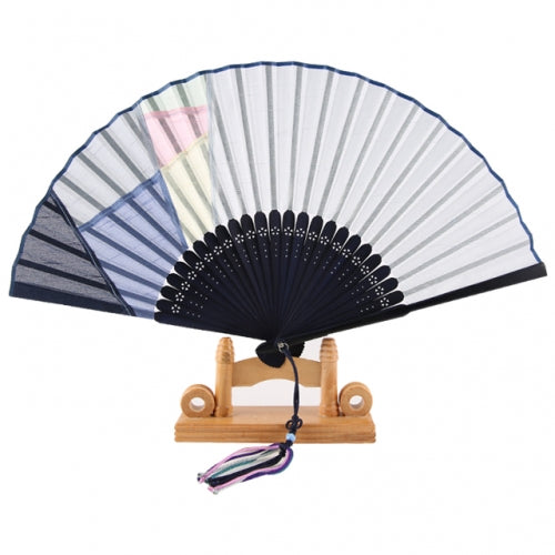 Korean Silk Folding Fan - Blue (II)