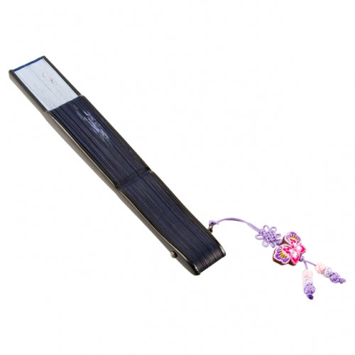 Najeon Mother-of-Pearl Folding Fan - Rose, Navy - view 4