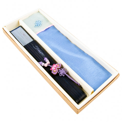 Najeon Mother-of-Pearl Folding Fan - Rose, Navy - view 5