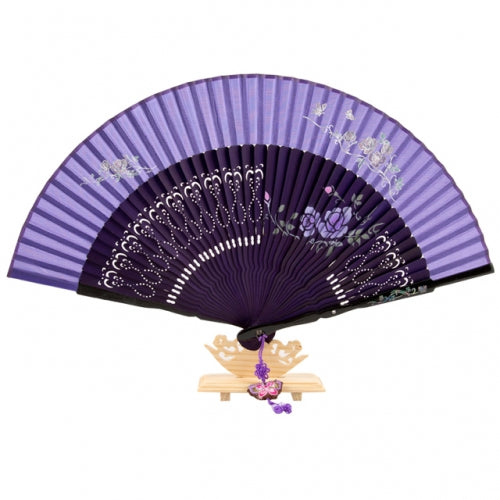 Najeon Mother-of-Pearl Folding Fan - Rose, Purple (II)