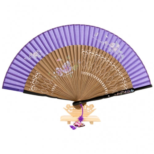Najeon Mother-of-Pearl Folding Fan - Rose, Purple