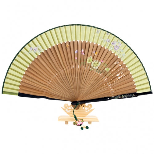 Najeon Mother-of-Pearl Folding Fan - Rose, Green