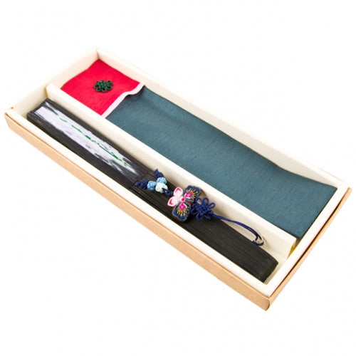 Korean Silk Folding Fan - Black (II) - view 5