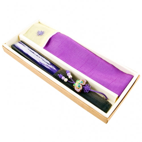 Korean Silk Folding Fan - Purple (II) - view 5