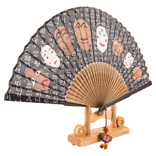 Korean Silk Folding Fan - Beige - view 4