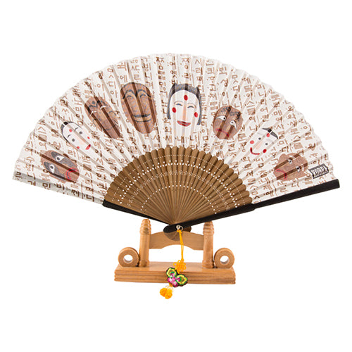 Korean Silk Folding Fan - Beige (II)