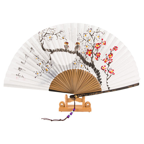 Korean Folding Fan - Plum Blossom, Jade