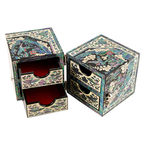 Najeon Mother-of-Pearl Jewelry Box - Birds & Flowers, Black - view 6