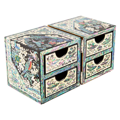 Najeon Mother-of-Pearl Jewelry Box - Birds & Flowers, Black - view 5