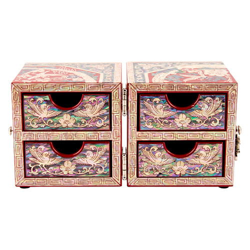 Najeon Mother-of-Pearl Jewelry Box - Birds & Flowers, Red, Large - view 4