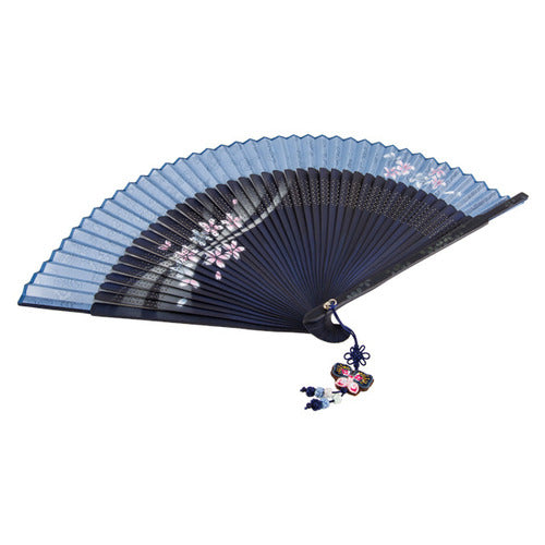 Korean Silk Folding Fan - Black (V) - view 5