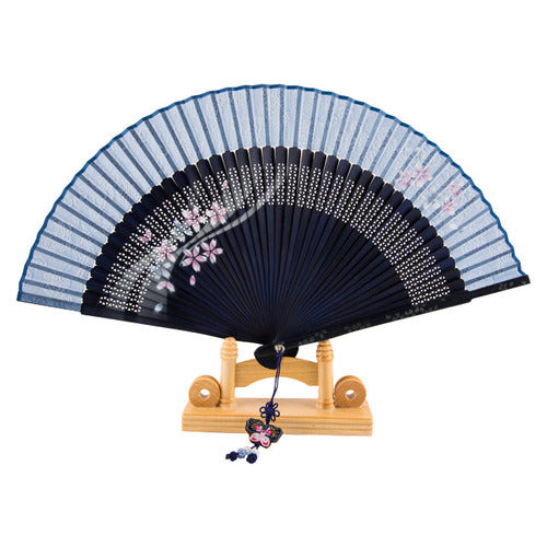 Korean Silk Folding Fan - Blue (III)