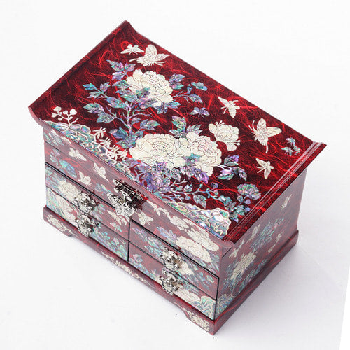 Najeon Mother-of-Pearl Jewelry Box - Peony, Black, 5 - Tier - view 4