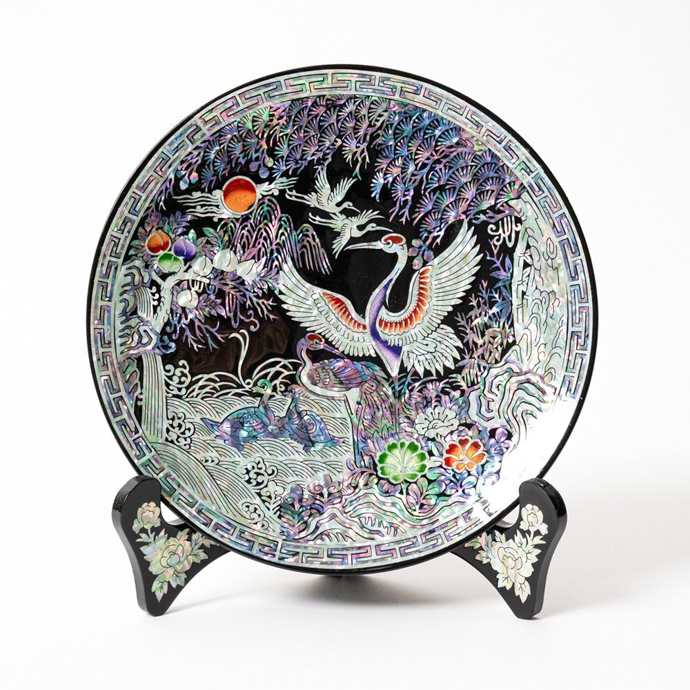 Najeon Mother-of-Pearl Tray - Peony, Black - view 2