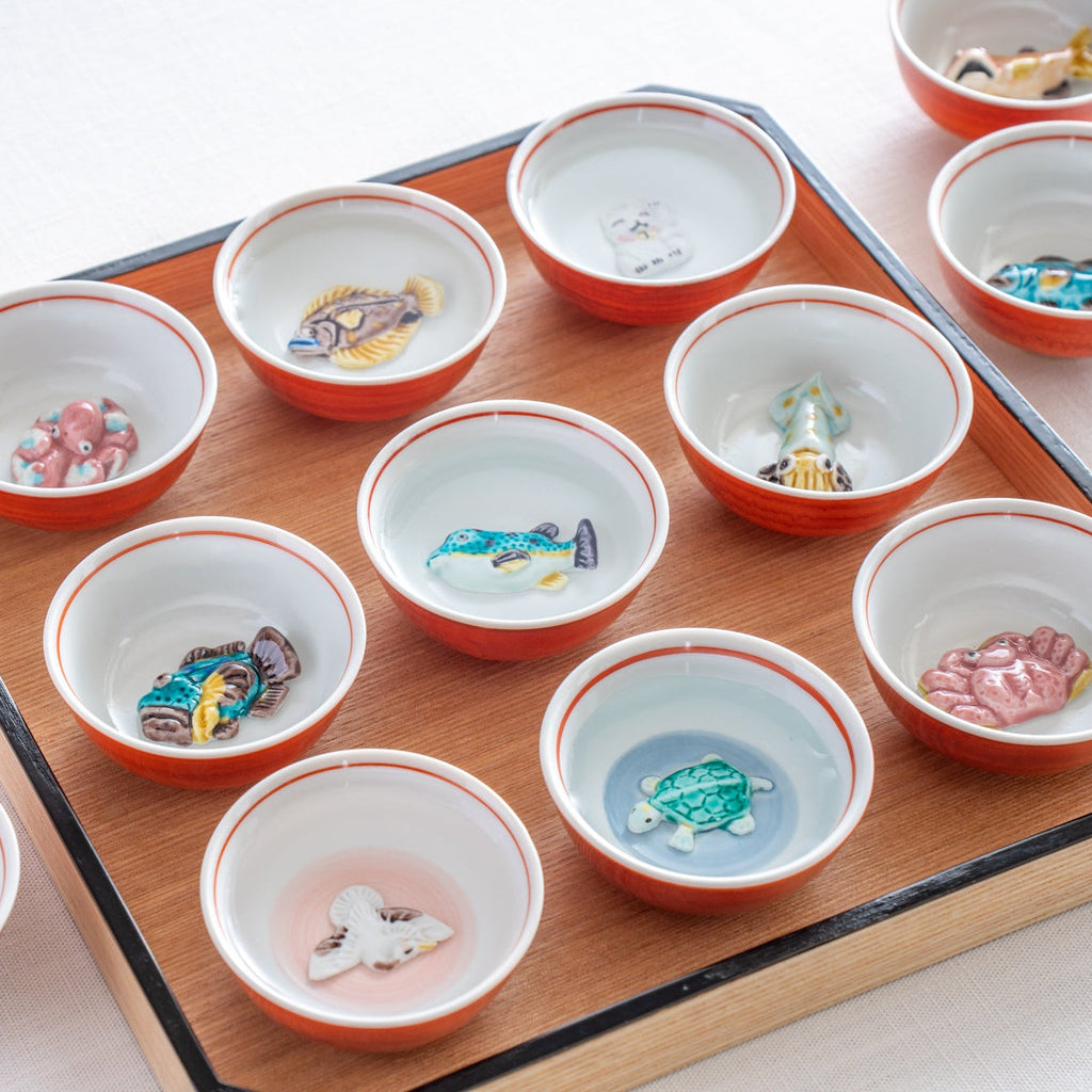 Musubi Kiln Swimming Sea Creature Sakazuki Flat Sake Cup