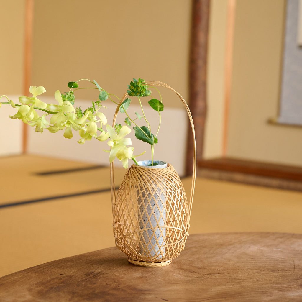 Musubi Kiln Oval Basketry Japanese Flower Vase