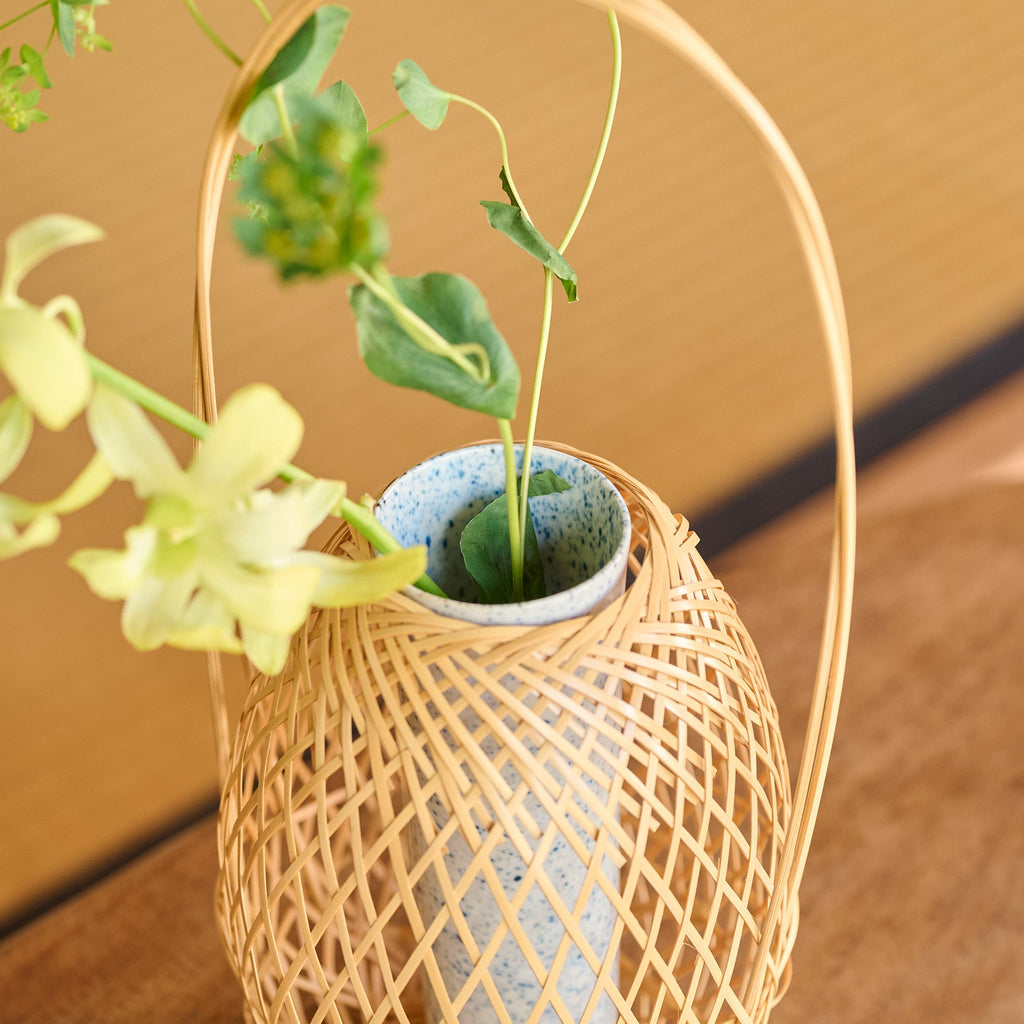 Musubi Kiln Oval Basketry Japanese Flower Vase