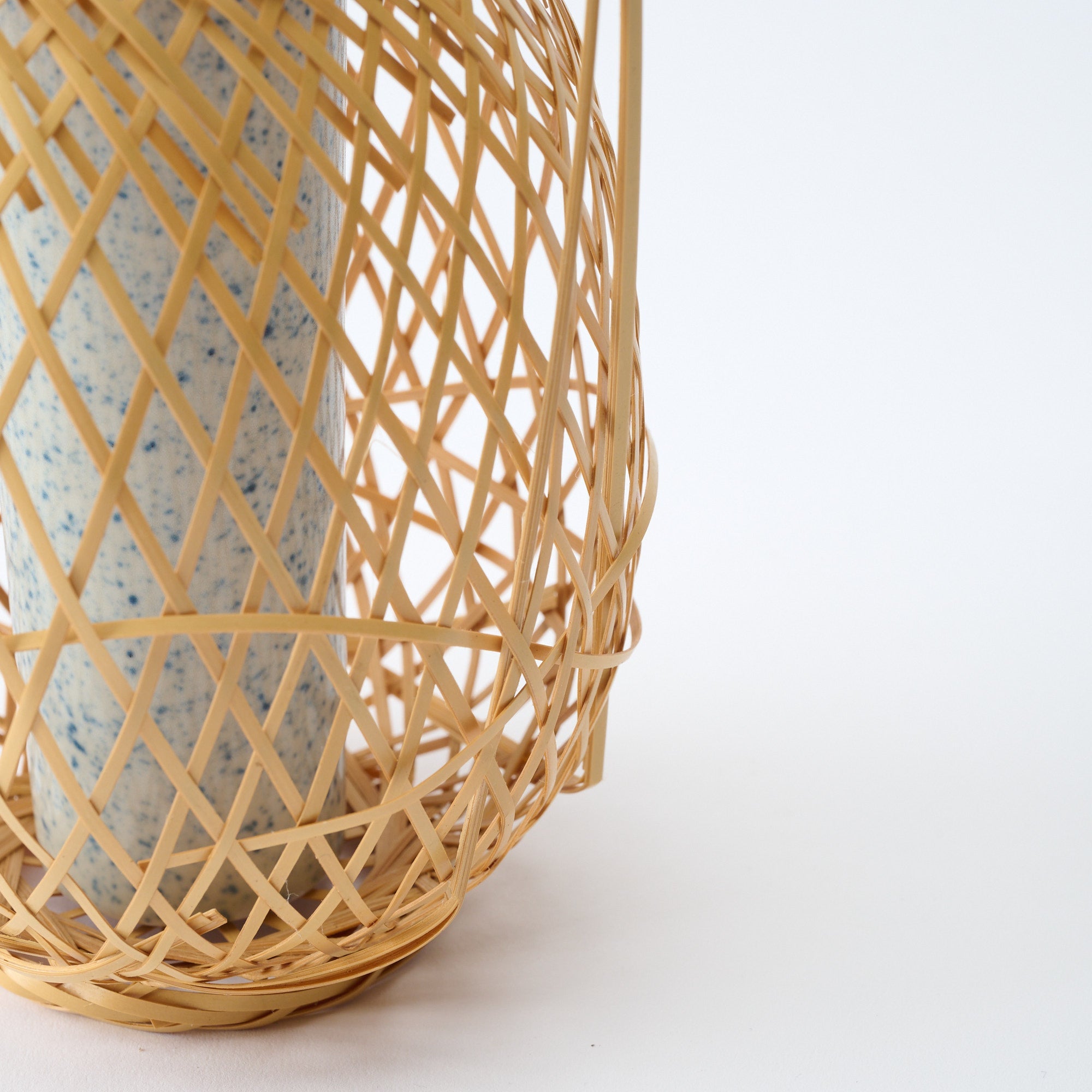 Musubi Kiln Oval Basketry Japanese Flower Vase