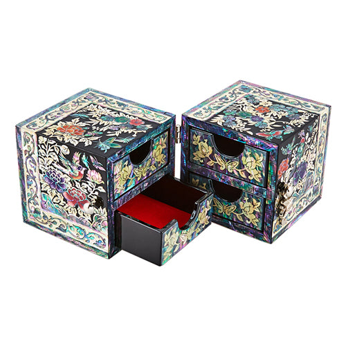Najeon Mother-of-Pearl Jewelry Box - Birds & Flowers, Black, Small - view 8
