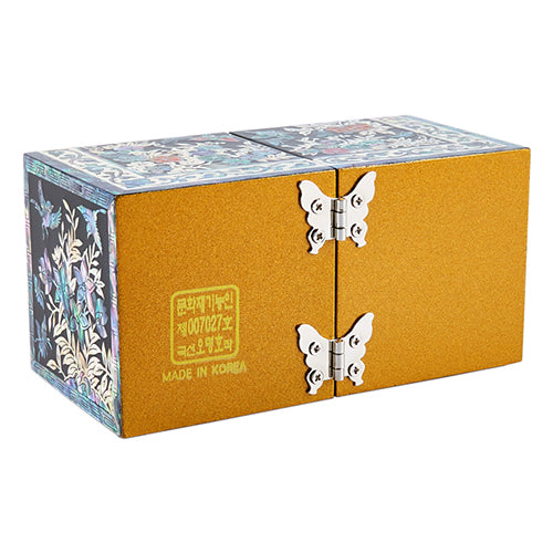 Najeon Mother-of-Pearl Jewelry Box - Birds & Flowers, Black, Small - view 6