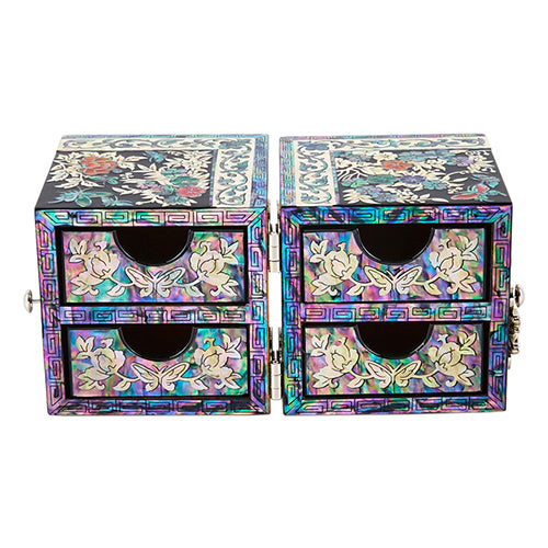 Najeon Mother-of-Pearl Jewelry Box - Birds & Flowers, Black, Small - view 7