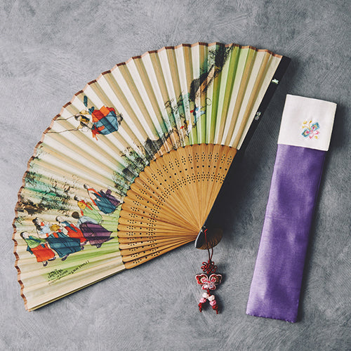 Mother-of-Pearl Folding Fan - Swing Scene - view 5