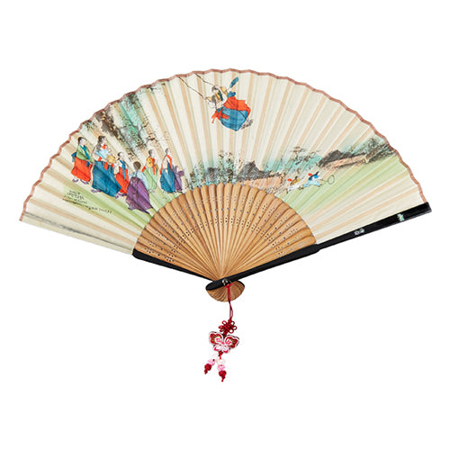Mother-of-Pearl Folding Fan - Swing Scene - view 4