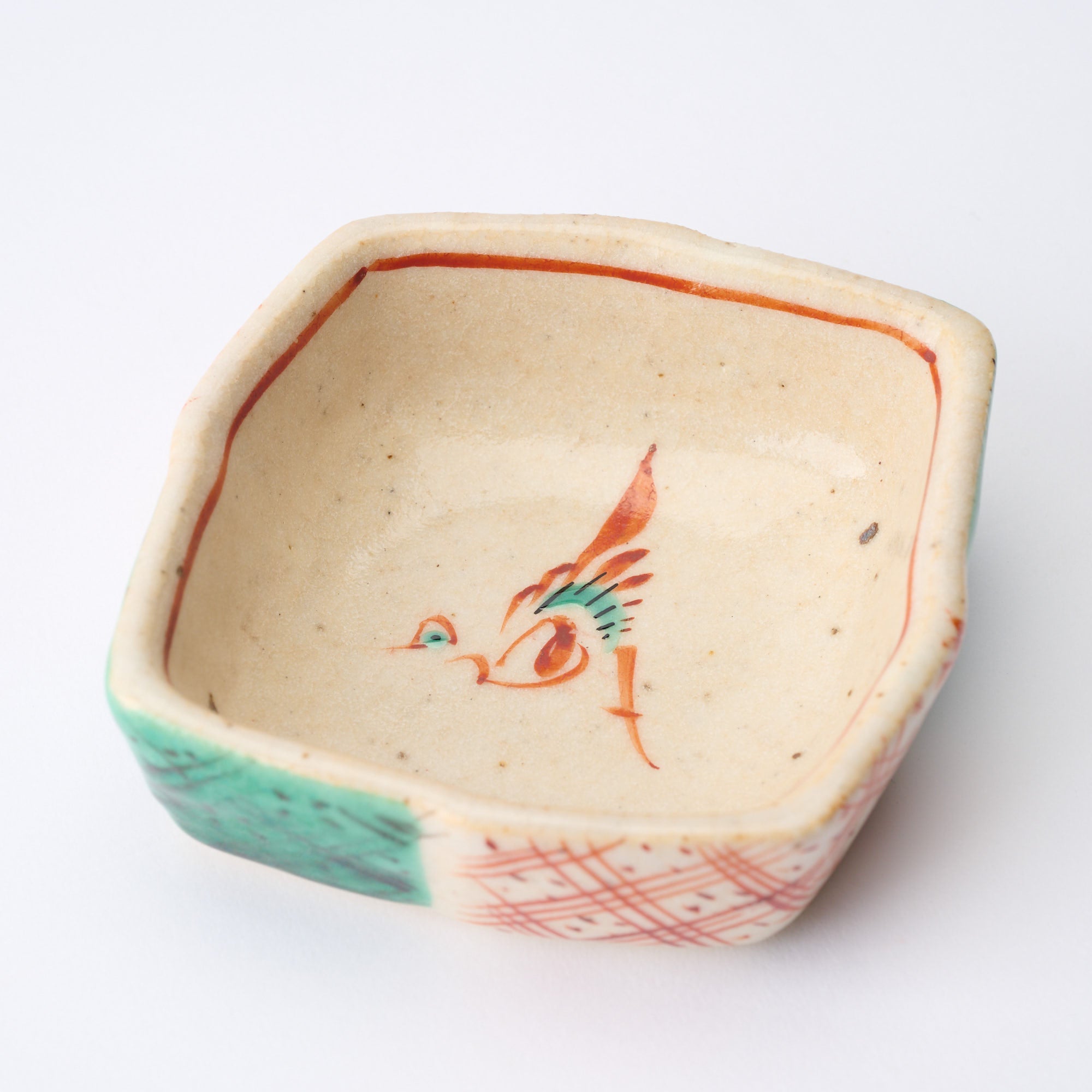 Musubi Kiln Akae Diamond Pattern Sauce Plate