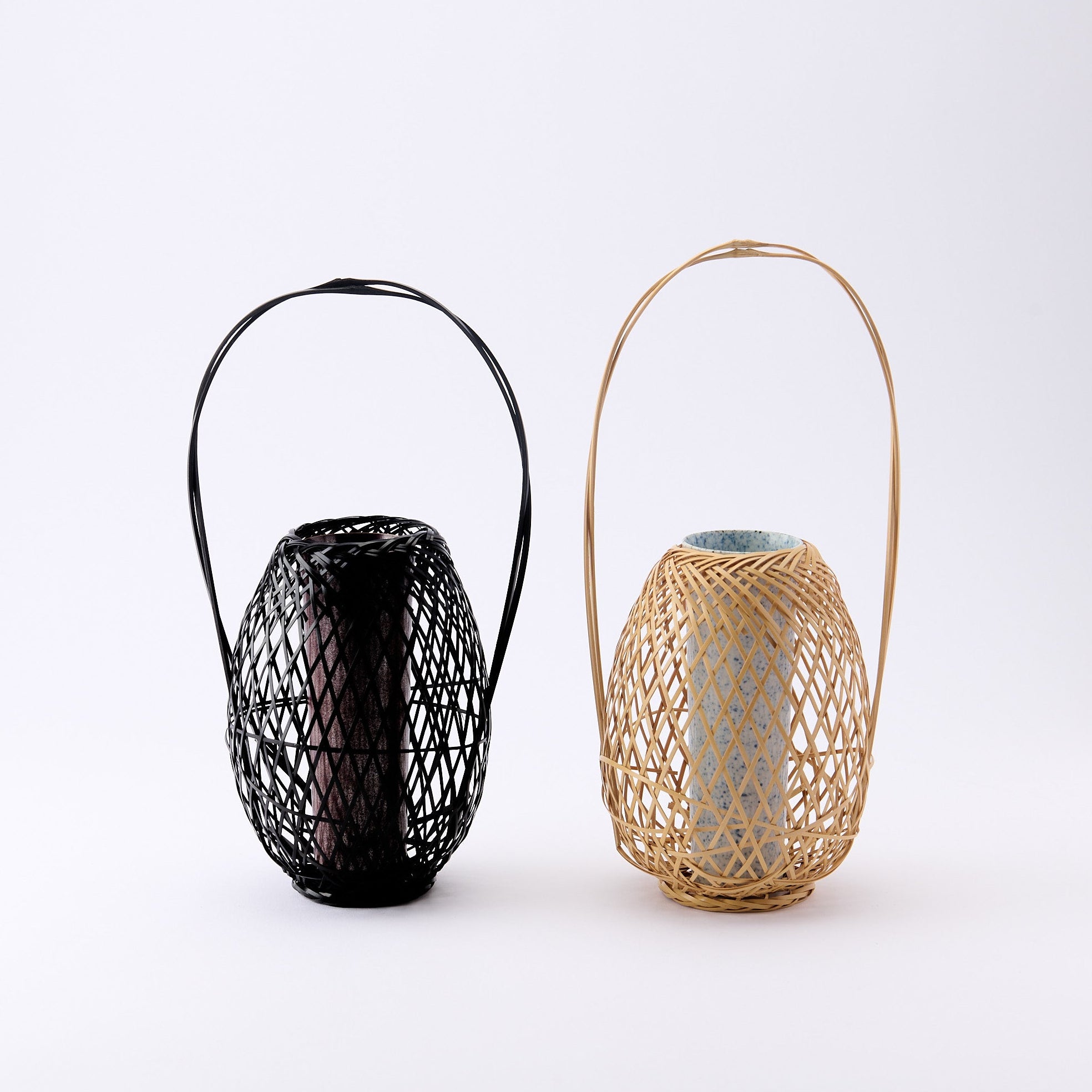 Musubi Kiln Oval Basketry Japanese Flower Vase