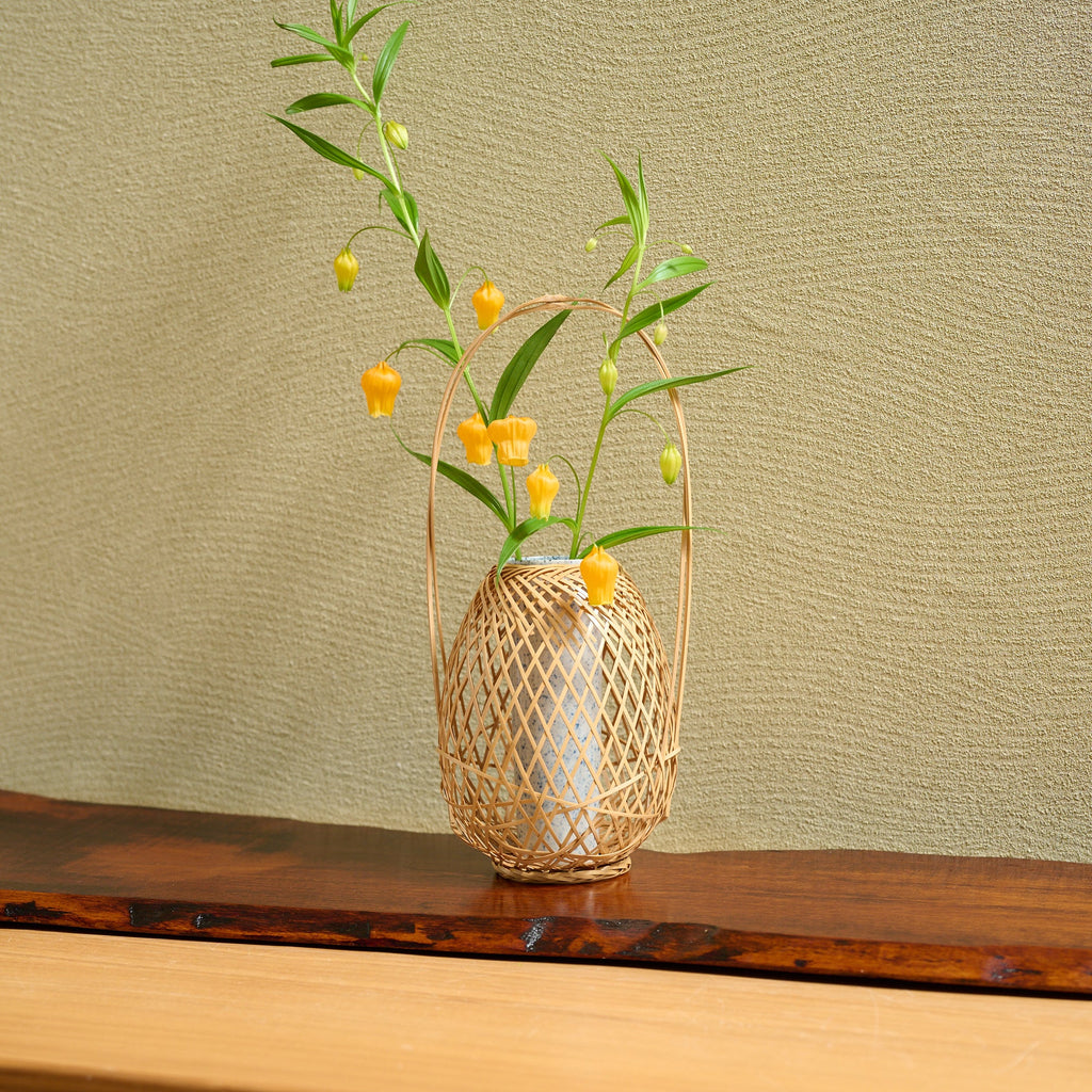 Musubi Kiln Oval Basketry Japanese Flower Vase