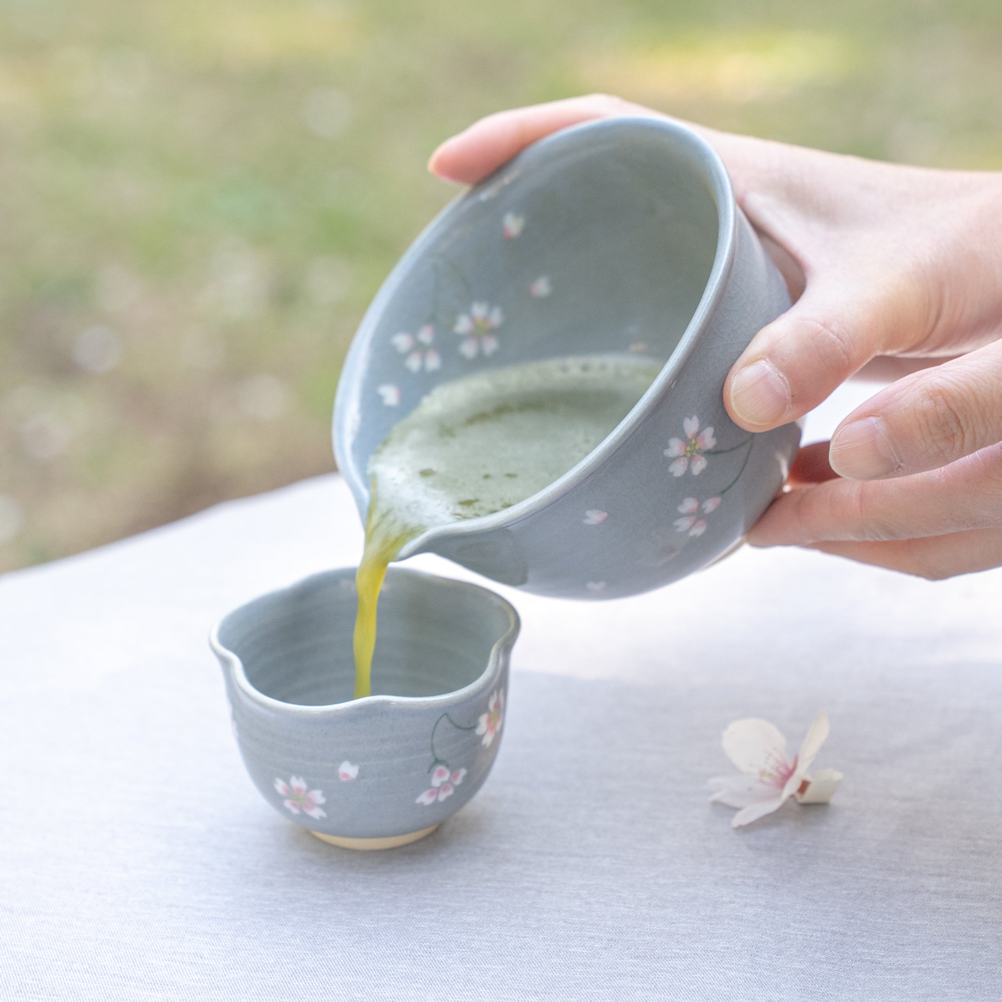 Musubi Kiln Floating Sakura Matcha Bowl