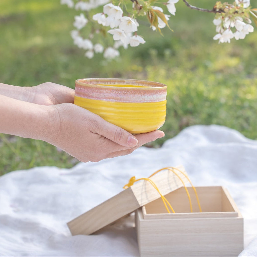 Musubi Kiln Blossom & Golden Yellow Matcha Bowl