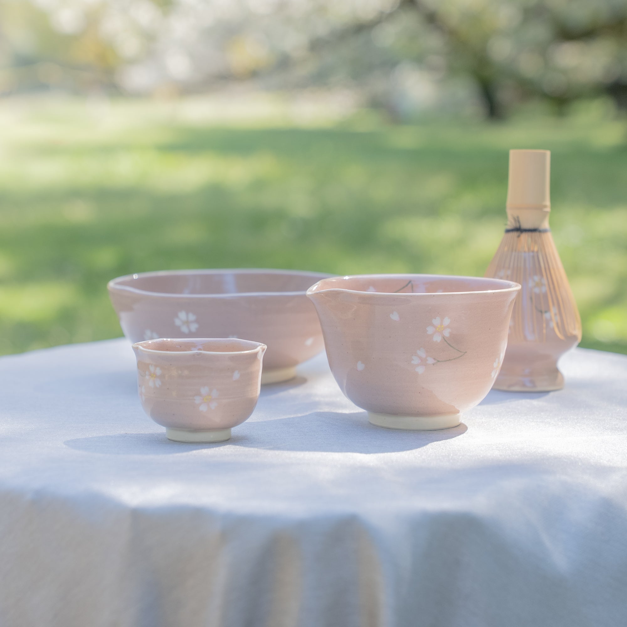 Musubi Kiln Floating Sakura Matcha Bowl