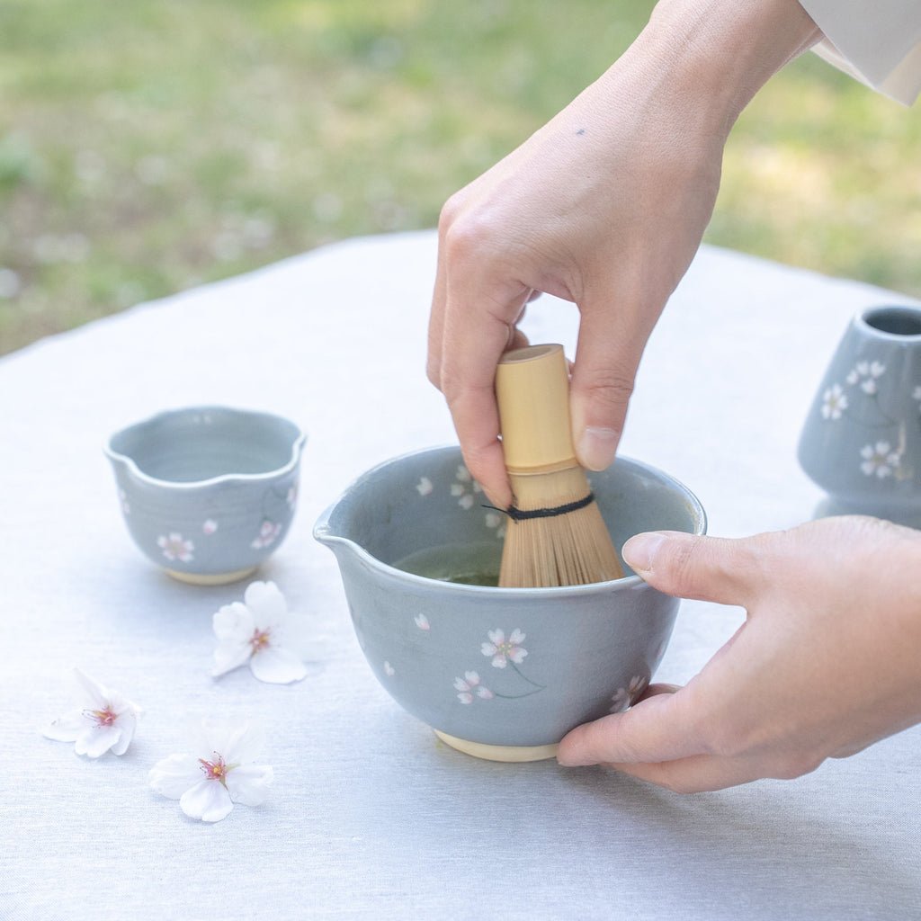 Musubi Kiln Floating Sakura Matcha Bowl