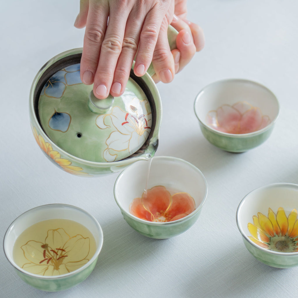 Musubi Kiln Colorful Floral Japanese Teacup