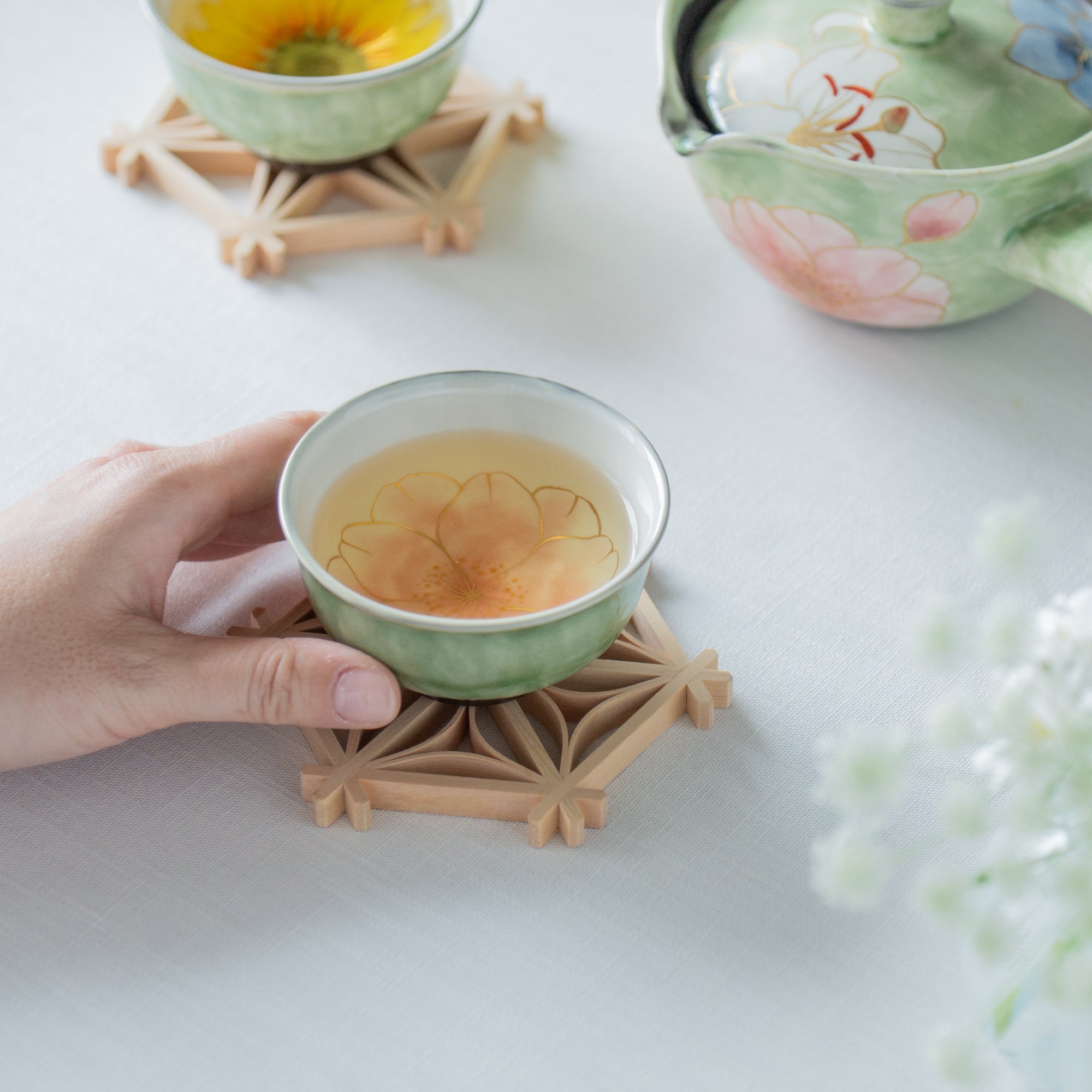 Musubi Kiln Colorful Floral Japanese Teacup